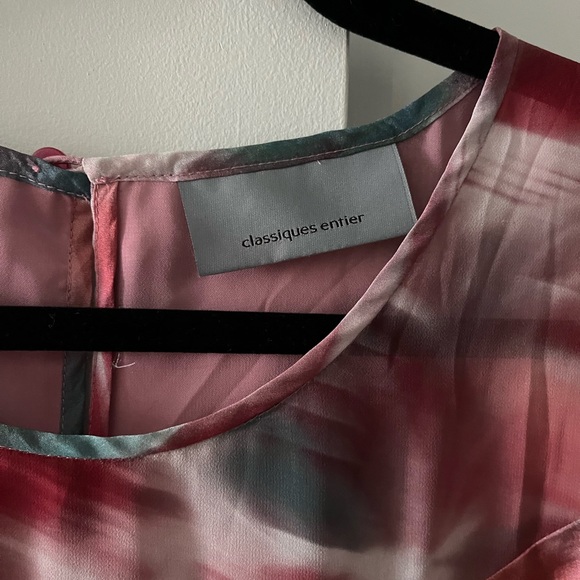 Classiques Entier | Pink Abstract Print Silk Blouse | Size Small - Picture 3 of 6